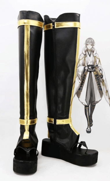 Touken Ranbu Tsurumaru Kuninaga Boots Cosplay Shoes Black Version