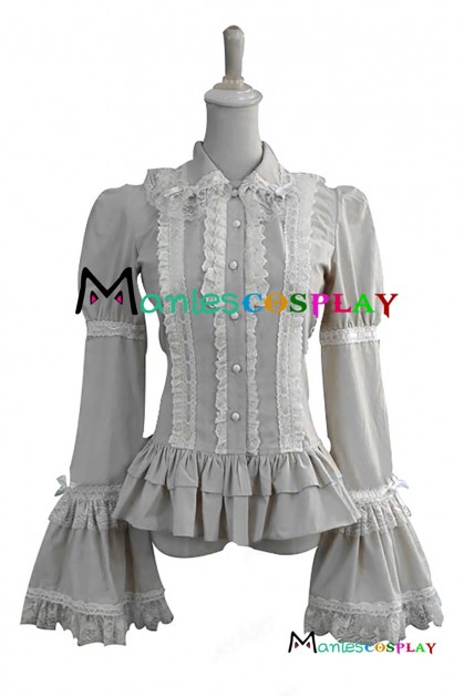 Sweet Dolly Gothic Lolita Ruffles Pagoda Sleeves Lace Frill Blouse Shirt