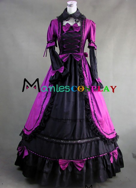 Victorian Vintage Gothic Lolita Frill Lace Pagoda Sleeves Ball Gown Dress