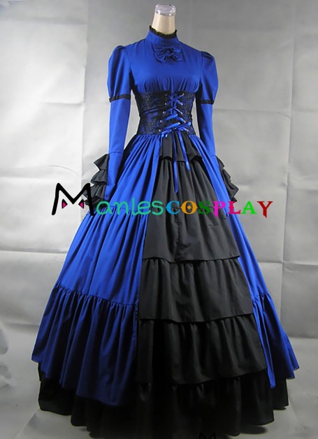 Victorian Retro Lolita Pagoda Sleeves Ruffled Frilled Layered Strappy Ball Gown Dress