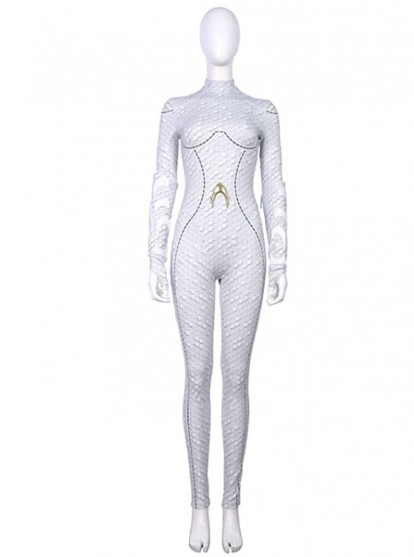 Aquaman Queen Atlanna White Battle Cosplay Costume White Body