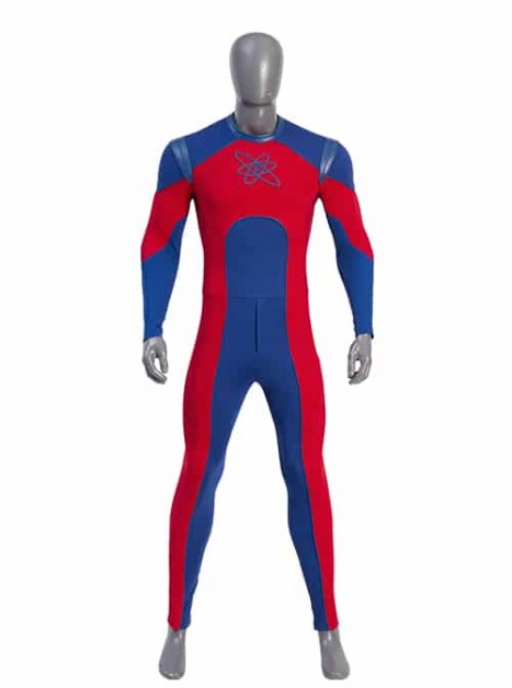 Movie Black Adam Atom Smasher Battle Cosplay Costume Blue Red Body