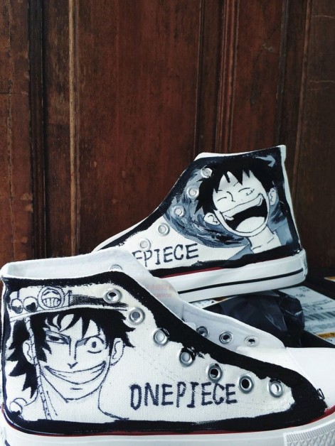 One Piece PortgasD Ace Luffy Cosplay Shoes Canvas Shoes