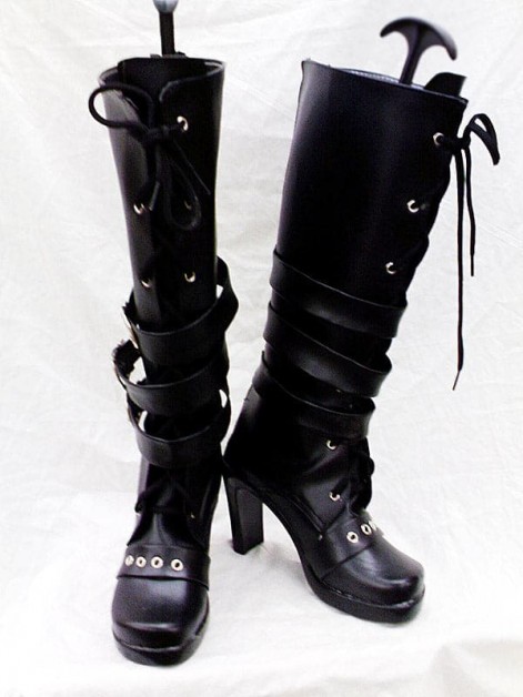 Punk Queen Black Boots Shoes High Heeled Custom Made