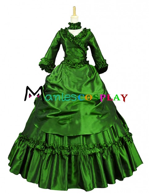 Elegant Gothic Lolita Sweet V Neck Ruffles Lace Layered Frill Ball Gown Floor Length Dress