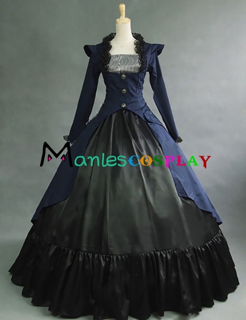 Classic Klassiker Victorian Gothic Lolita U Neck Lace Frill Long Sleeves Ball Gown Dress
