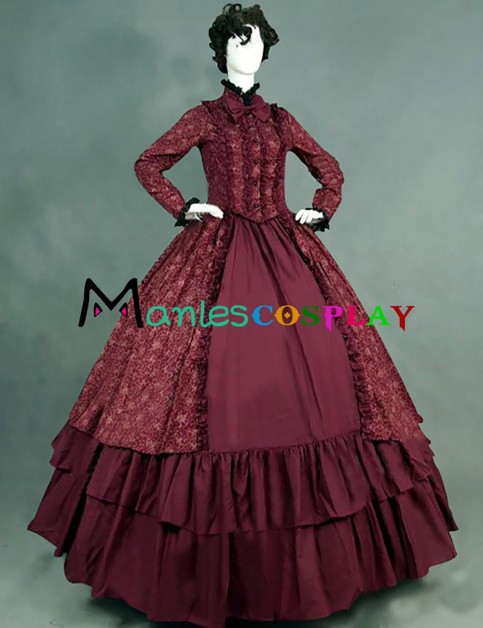 Romantic Romantik Sweet Lolita Floral Frill Long Sleeves Layered Lace Ball Gown Dress 