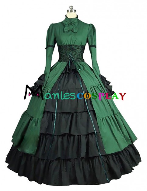 Gothic Lolita Reenactment Retro Ruffles Tiered Falbala Lace Ball Gown Dress Bowknot