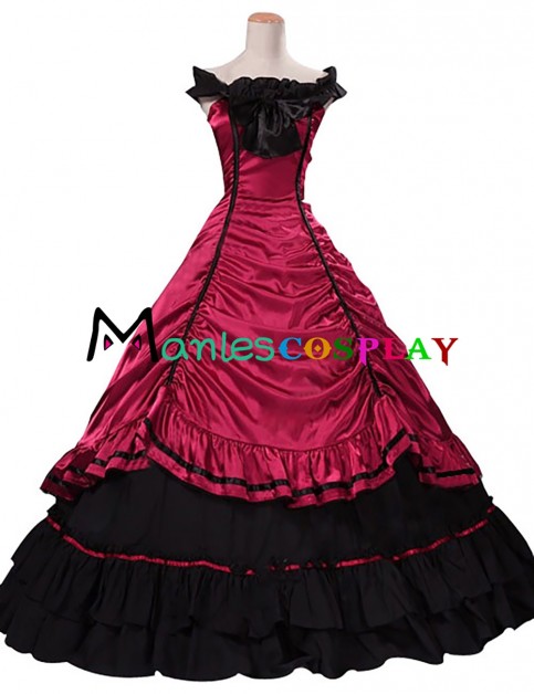 Gothic Lolita Elegant Sexy Jumper Skirt Floral Falbala Lace Frilled Ball Gown Dress