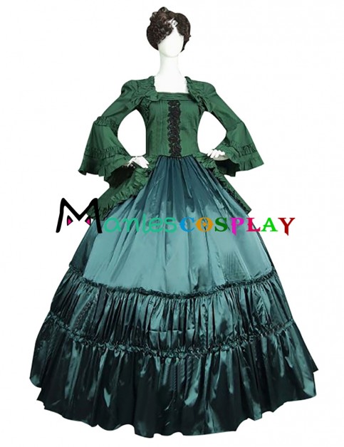 Romantic Classical Gothic Pagoda Sleeves Ruffles Lace Tiered Ball Gown Dress