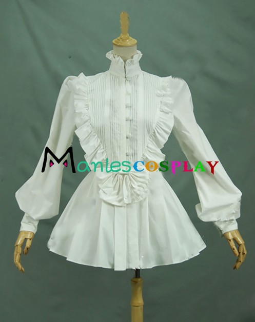 Victorian Vintage Punk Lolita Turtle Neck Long Sleeves Ruffles Frill Shirt