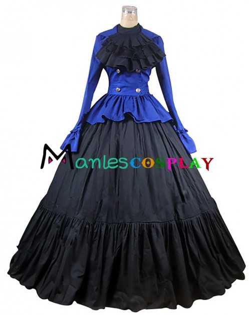 Gorgeous Herrlich Vintage Lolita Ruffles Floral Lace Frill Blouse Floor Length Ball Gown Dress