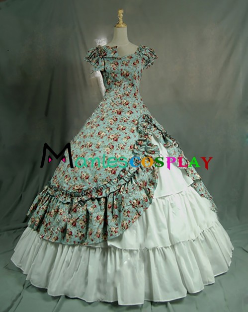 Romantic Romantik Lolita Armelloses Kleid Floral Printed Ruffles Frill Lace Layered Dress