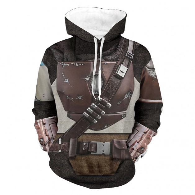 Unisex Star Wars Hoodie The Mandalorian Cosplay Hooded Pullover Sweatshirt Cosplay Costume