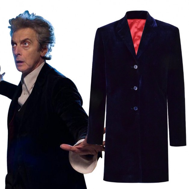 Doctor Who Twelfth 12th Doctor Navy Blue Velvet Coat Cosplay Costume
