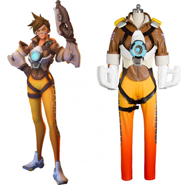 Overwatch OW Tracer Lena Oxton Outfit Battle Costume