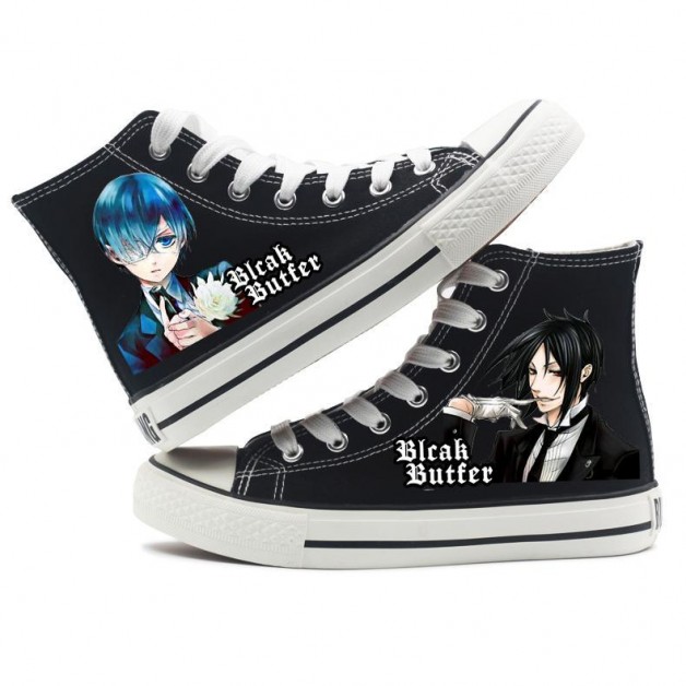 Black Butler Kuroshitsuji Ciel Sebastian Shoes Black Sneakers Canvas Shoes