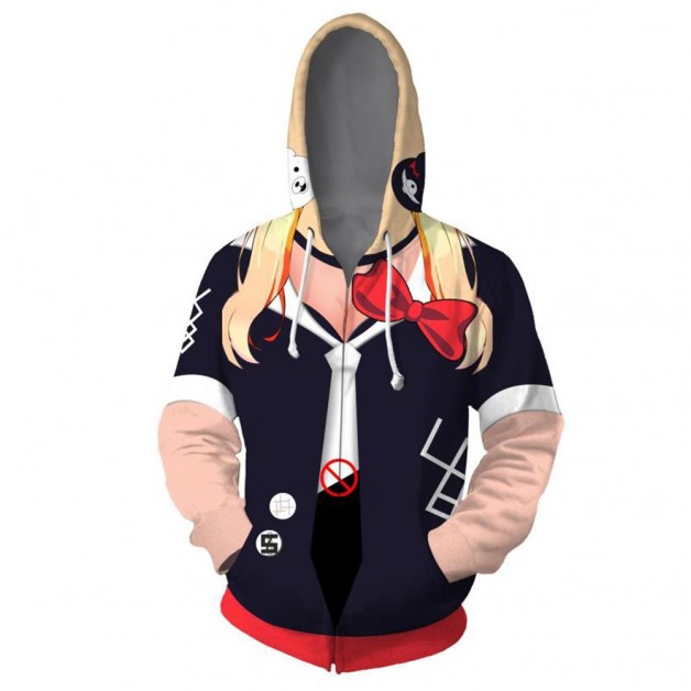 Enoshima Junko Cosplay Hoodies Danganronpa Zip Up 3D Print Jacket