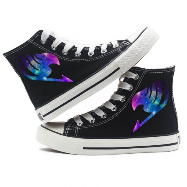 Fairy Tail Anime Logo Black Canvas Shoes Sneakes Cosplay Shoes