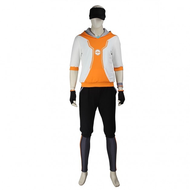 Male Monster Trainer Orange Costume For Pokemon GO Cosplay 