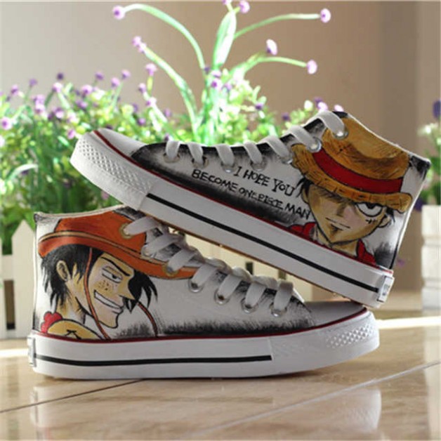 One Piece PortgasD Ace Luffy Cosplay Shoes Canvas Shoes