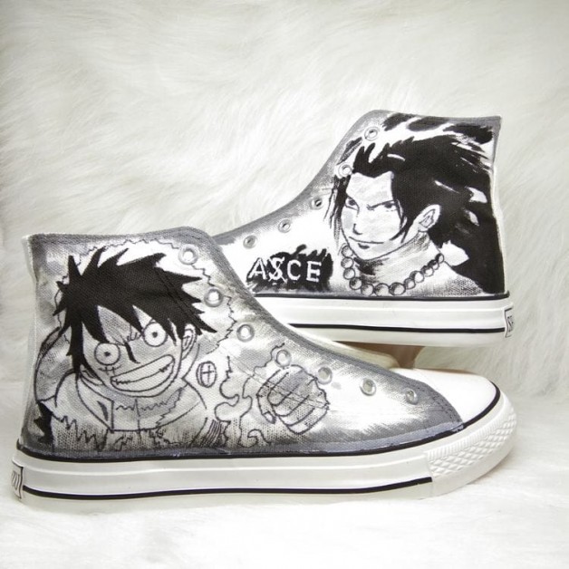 One Piece PortgasD Ace Luffy Cosplay Shoes Canvas Shoes