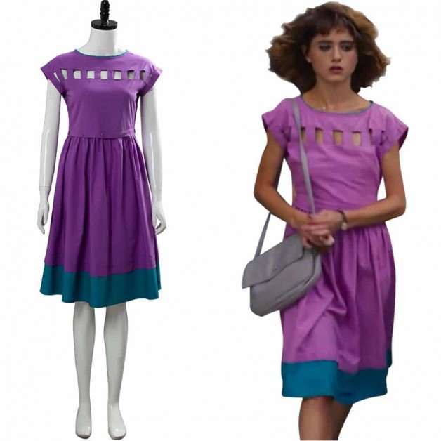 Stranger Things Season 3 Nancy Wheeler Purple Dress Cosplay Costume