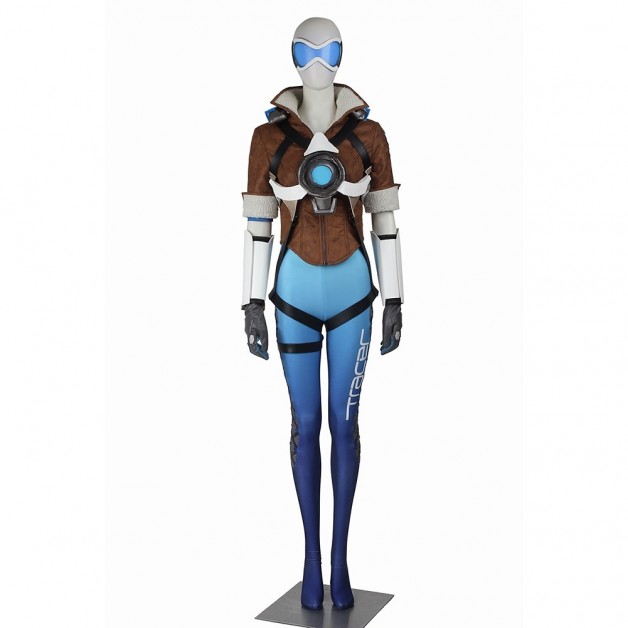 Tracer Lena Oxton Costume For Overwatch OW Cosplay Blue