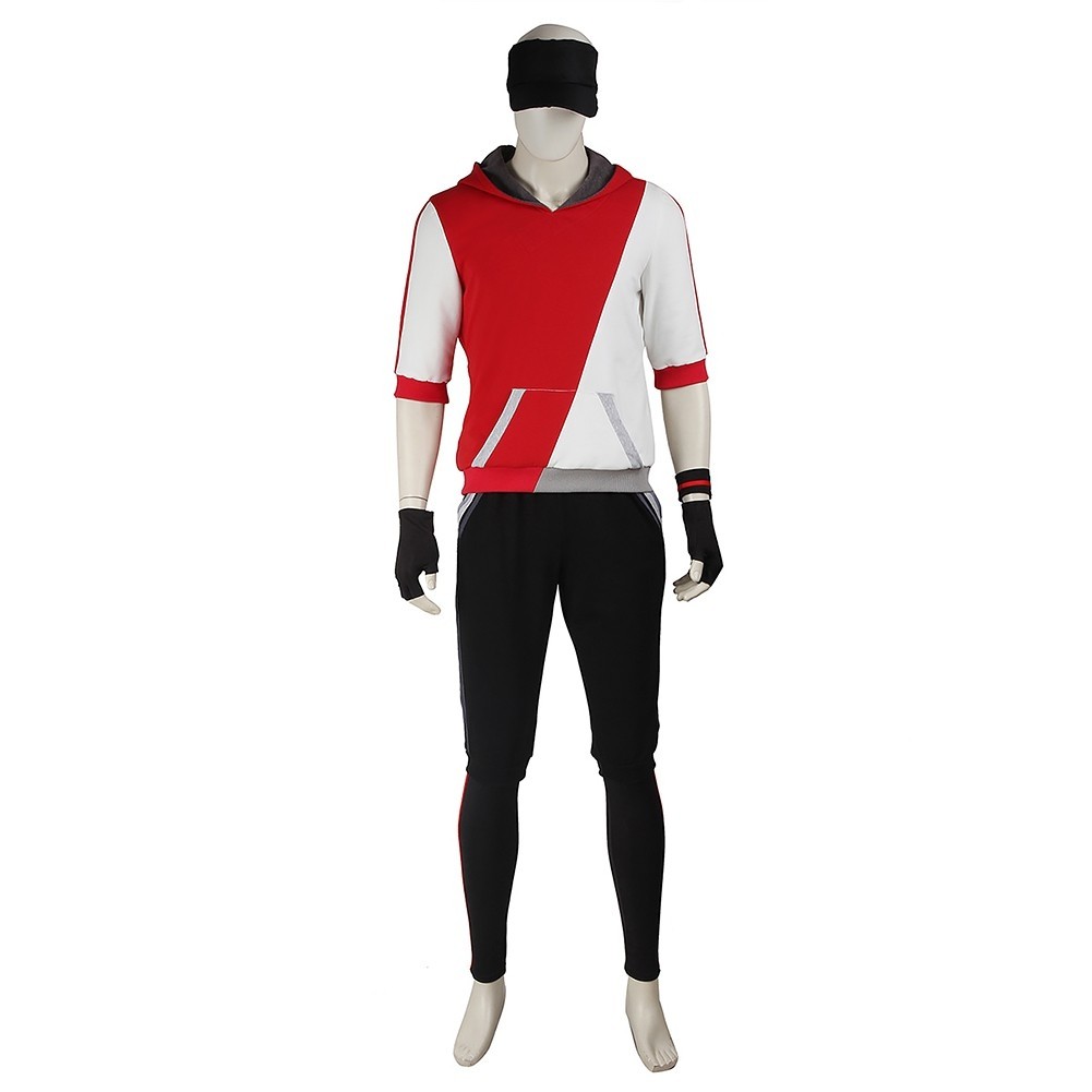 Male Monster Trainer Red Costume For Pokemon GO Cosplay. 