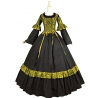 Edwardian Victorian Retro Round Neck Ruffles Lace Victorian Gothic Punk Reenactment Dress