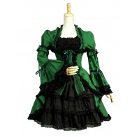 Classical Gothic Punk Gothic Lolita Ruffles Neck Pagoda Sleeves Tiered Falbala Dress