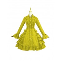 Punk Gothic Lolita Ruffles Long Sleeves Floral Layered Blouse Short Dress