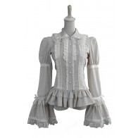 Sweet Dolly Gothic Lolita Ruffles Pagoda Sleeves Lace Frill Blouse Shirt