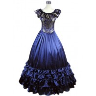 Edwardian Punk Lolita Sweet Dolly Collar Floral Printed Armelloses Kleid Lace Ruffles Ball Gown Dress
