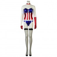 Female Halloween Jumpsuit Costume For Captain America Cosplay
