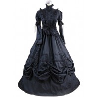 Gothic Punk Lolita Frilled Lace Long Sleeves Ball Gown Dress Prom