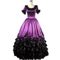 Victorian Vintage Lolita Flower Floral Ruffles Lace Brocaded Fancy Dress Prom