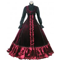 Punk Country Lolita Retro Dolly Collar Lace Frilled Tiered Maid Ball Gown Dress