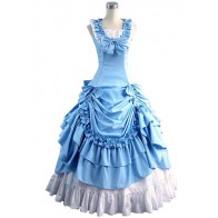 Romantic Romantik Ruffles Jumper Skirt Falbala Layered Floral Fancy Floor Length Dress