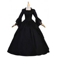 Edwardian Vintage Lolita Turtle Neck Puff Sleeves Ruffles Lace Floor Length Dress