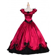 Vintage Gothic Lolita Victorian Puff Short Sleeves Ruffles Bow-tie Ball Gown Dress