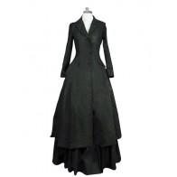 Victorian Vintage Civil War Lolita Jacket Dress Frill Lace Floor Length Dress
