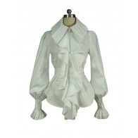 Sweet Dolly Lolita Gothic Puff Sleeves Ruffles Lace Blouse Shirt