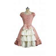 Sweet Dolly Cute Lolita Halter Strap Slash Neck Ruffles Frill Layered Dress