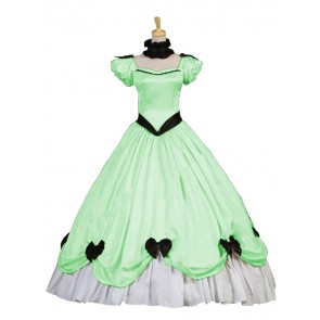 Country Gothic Lolita Southern Belle Puff Short Sleeves Ruffles Prom Dress