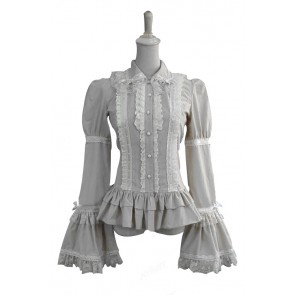 Sweet Dolly Gothic Lolita Ruffles Pagoda Sleeves Lace Frill Blouse Shirt