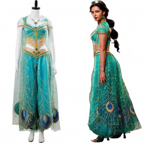 Aladdin Naomi Scott Princess Jasmine Peacock Cosplay Costume