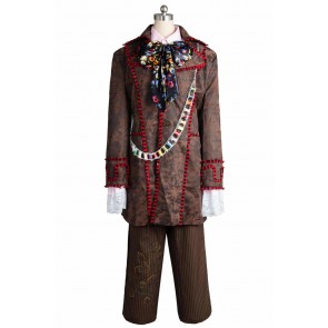 Alice In Wonderland Johnny Depp Mad Hatter Jacket Pants Tie 6 Pcs Cosplay Costume