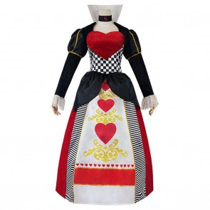 Alice In Wonderland Queen Of Hearts Cosplay Costume Red Queen Dress 