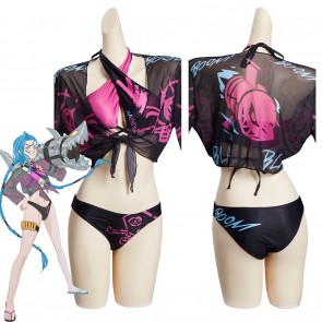 League of Legends LoL Jinx Original Designers Top and Shorts Swimming